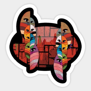 Colorful eyes and face geometric shapes Sticker